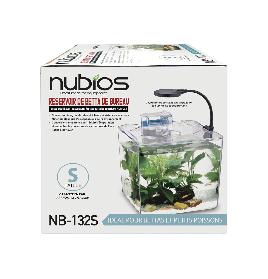 Nubios Desktop Betta Bowl-Square 1.32 Gallons