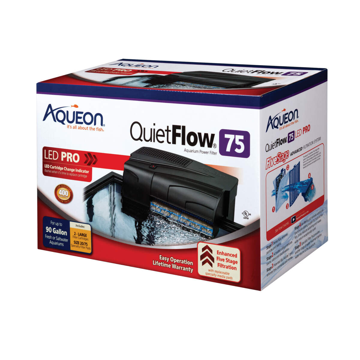 Aqueon QuietFlow 75 LED PRO Aquarium Power Filter