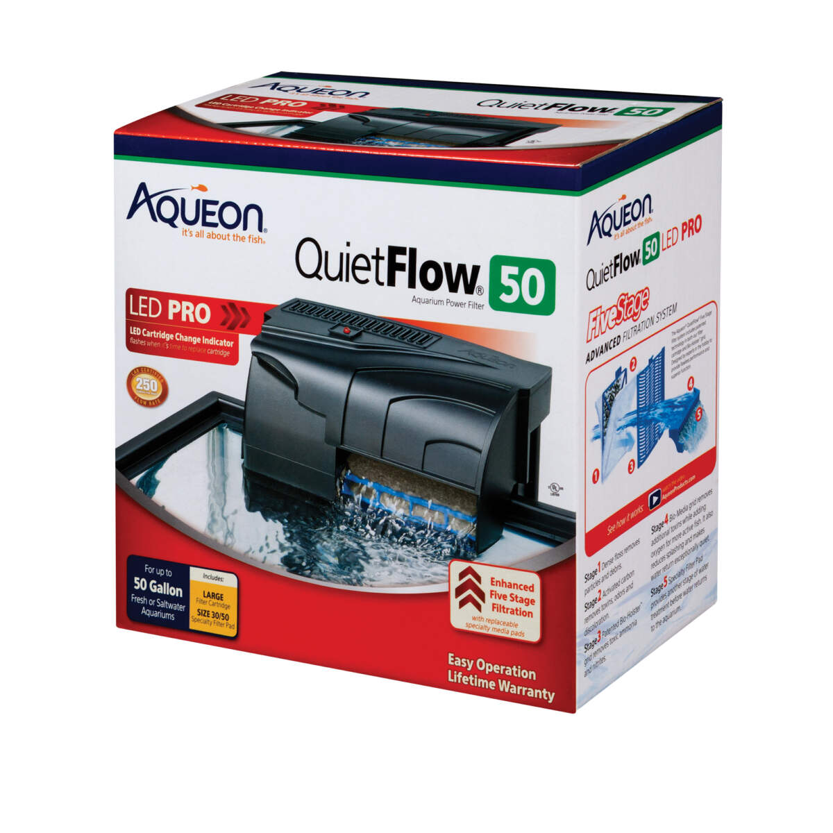 Aqueon QuietFlow 50 LED PRO Aquarium Power Filter