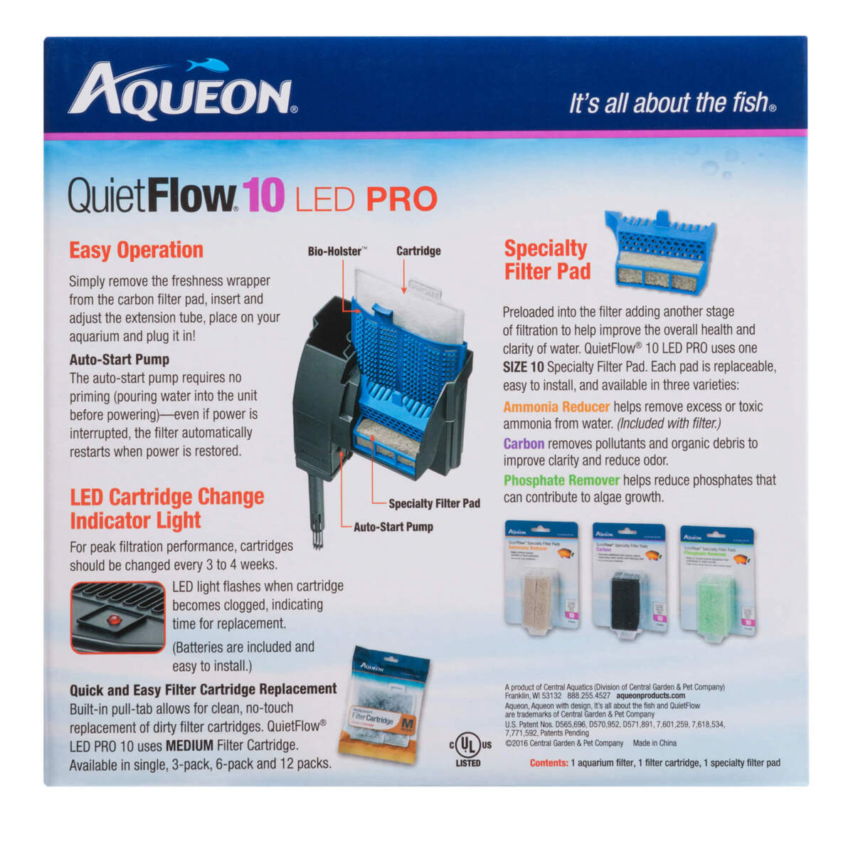 Aqueon QuietFlow 10 LED PRO Aquarium Power Filter