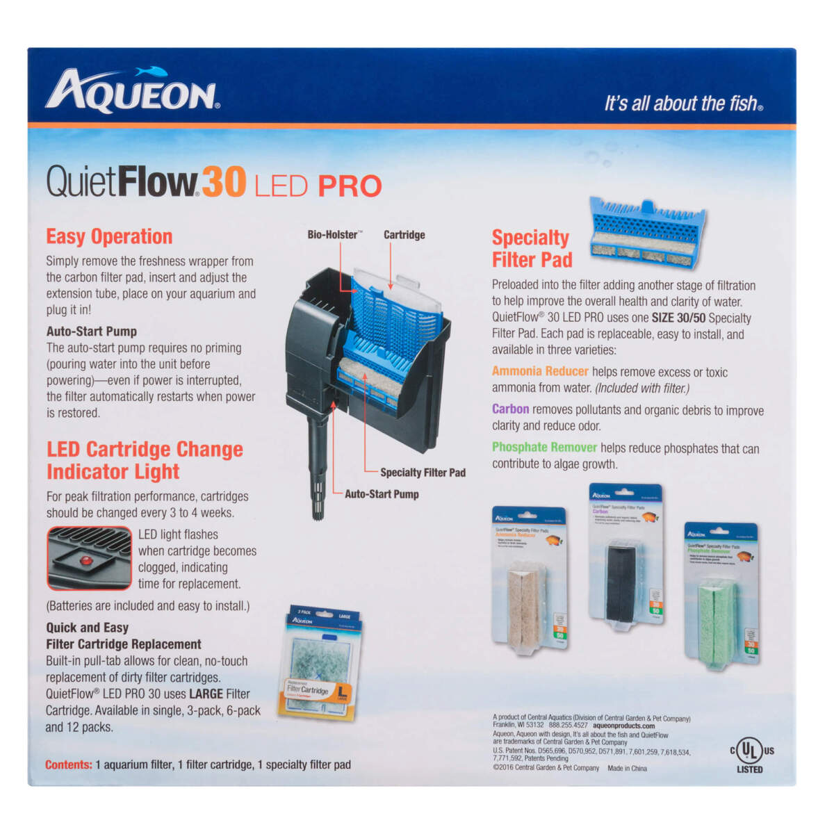 Aqueon QuietFlow 30 LED PRO Aquarium Power Filter